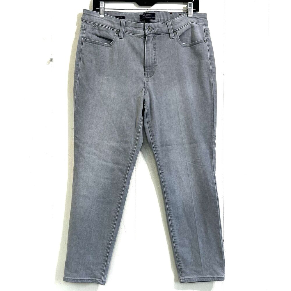 Talbots Simply Flattering Collection Ankle Jeans Size 12 Petite Gray Slim Mid-Ri
